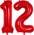 Red Number 12 Balloons, 40 Inch Big Large Foil Number Balloons, Jumbo Giant by AIQINHU