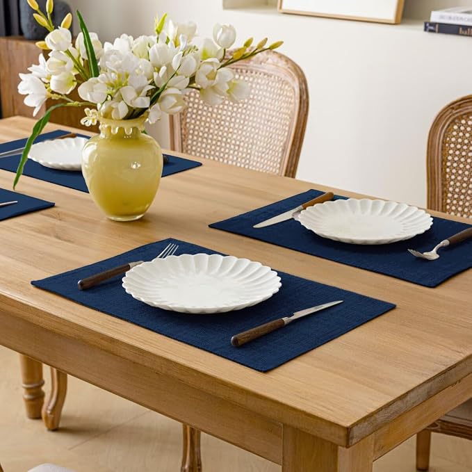 Placemats Set of 4, Bilayer Thickened Linen Place Mats Heat Resistant Machine - Image 4