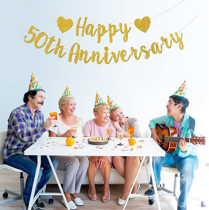 Happy 50th Anniversary Banner, 50th Wedding Anniversary, 50th Birthday - Image 5