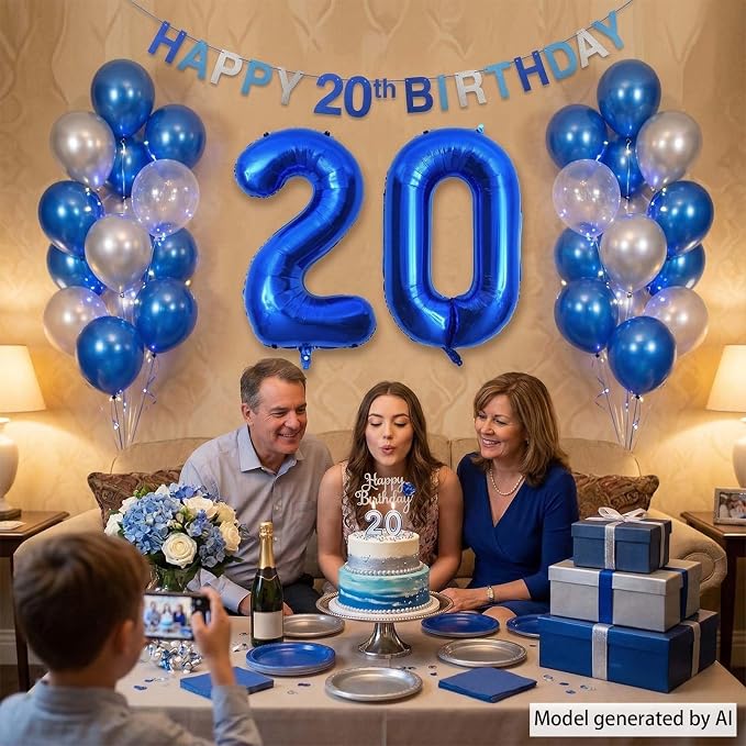 Navy Blue Number 0 Balloon 40 Inch, Foil Oval Numeral Refined Event Decor | - Image 2