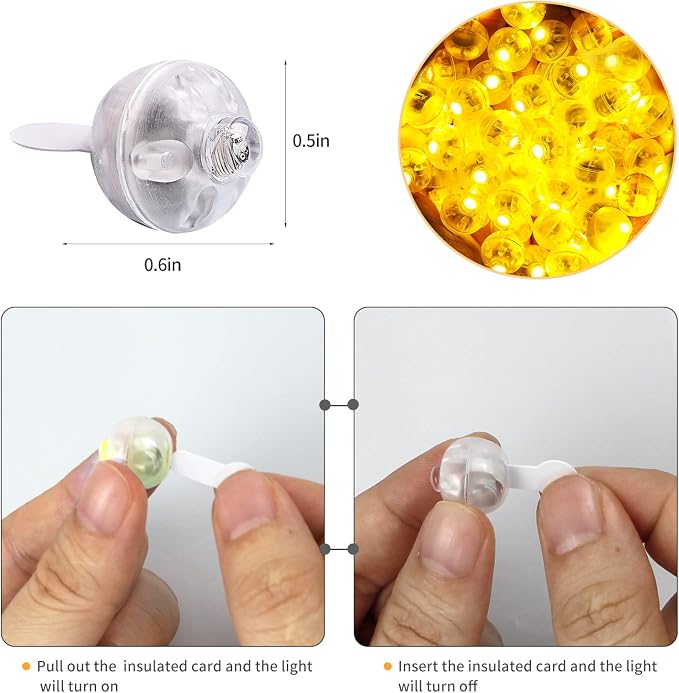200pcs Yellow LED Balloon Light, Tiny Led Lights Round LED Ball Lamp - Image 2