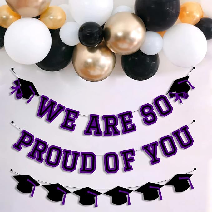 We Are So Proud Of You Banner Graduation Party Decorations Congrats Grad Cap - Image 4