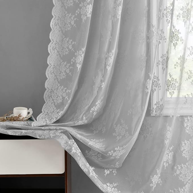 Kotile Vintage Grey Sheer Curtains - Image 5