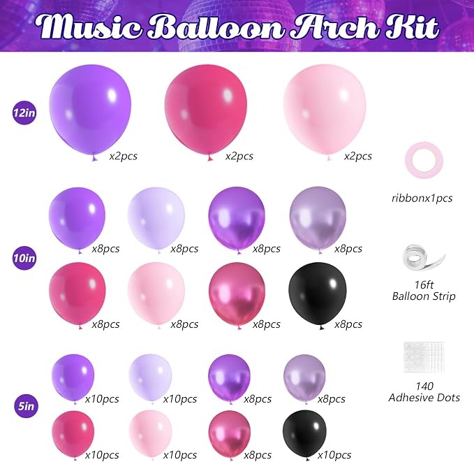 JOGAMS 175Pcs Dark Night Kpop Balloons Arch Kit - Image 2