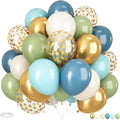 Green Blue Gold Balloons, 12 Inch Dusty Blue and Sage Green Balloons Set by Adorely