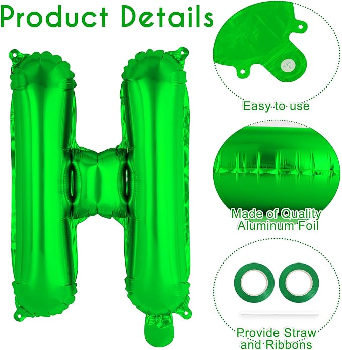 26 Pcs Green Letter Balloons, 16 Inch Foil Alphabet Letter Balloons, Letter A-Z - Image 5