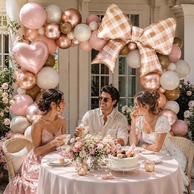 Pink And Brown Balloons, Dusty Pink Brown White Balloons, 18inch Blush Heart - Image 6