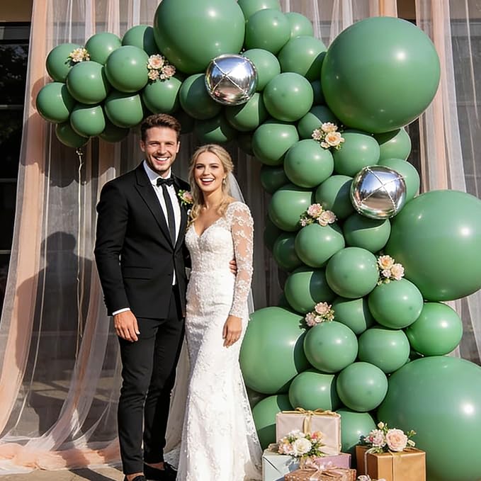 110Pcs Dark Sage Green Balloons Latex Party Balloons 12 inch Round Helium - Image 4