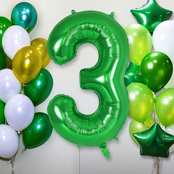 Dark green Number 3 Balloon 40 Inch, Big Large Foil Helium Number Balloons - Image 4