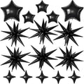 Black Star Balloons, 22/18/10 Inch Foil Balloons, Four-Pointed Balloon by Sowide