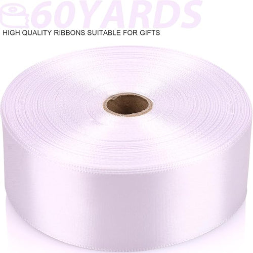1-1/2 Inch 60 Yards White Solid Satin Ribbon - Image 2