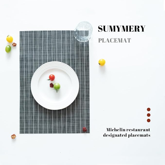 Placemats Set of 8 Vinyl/Plastic Woven Place Mats - Image 5
