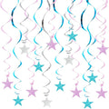 BEISHIDA Blue Glitter Stars Hanging Swirls Pre-Strung Stars Hanging Decorations by Beishida