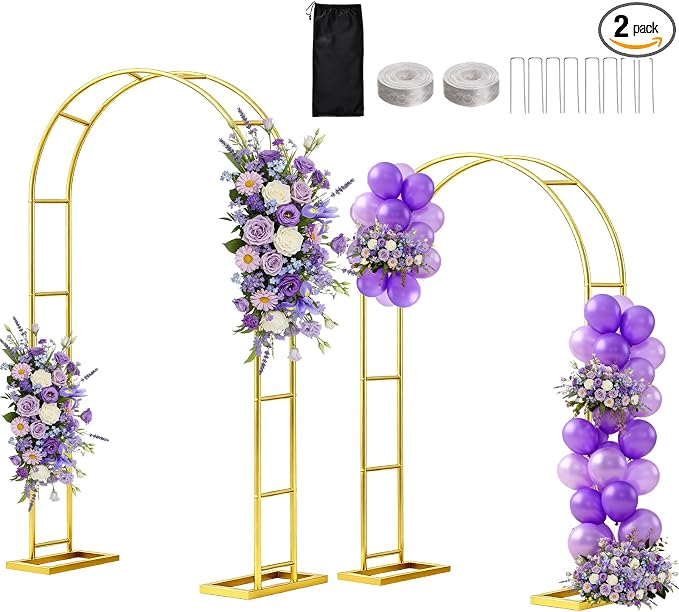 WellSign 7.2FT, 6FT Balloon Arch Backdrop Stand Set of 2 | 2PK Metal Pergola by WellSign