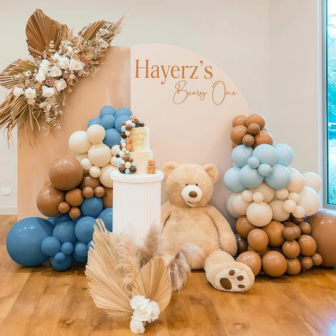 Dusty Blue and Brown Balloon Arch Kit, Bear Baby Shower Decorations - Image 5