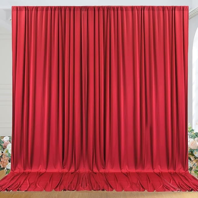10ft x 10ft Wrinkle Free Red Backdrop Curtains by ENJOYYOURPARTY