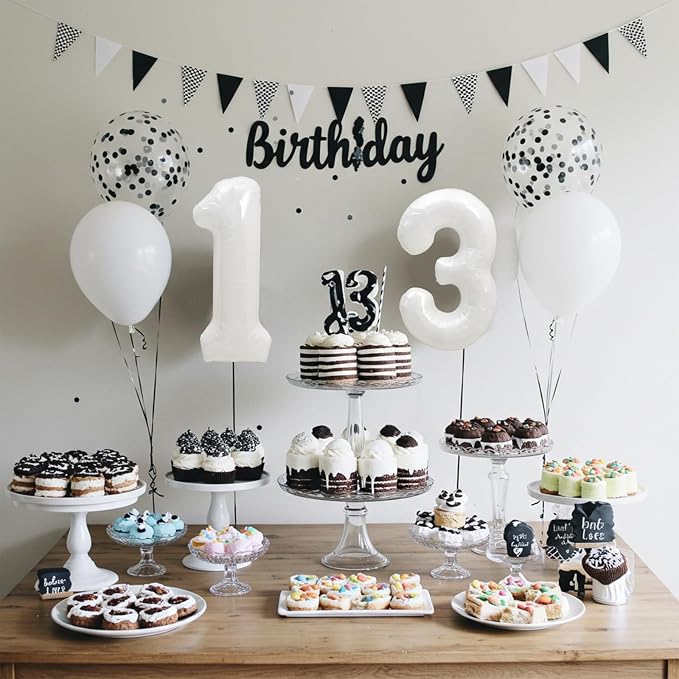 TONIFUL Number Balloon 16 Inch 10 Pcs White 0-9 Birthday Number Balloons | - Image 6