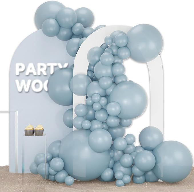 PartyWoo Dusty Blue Balloons 127 pcs Different Sizes of 36 18 12 10 5 Inch Boho by PartyWoo