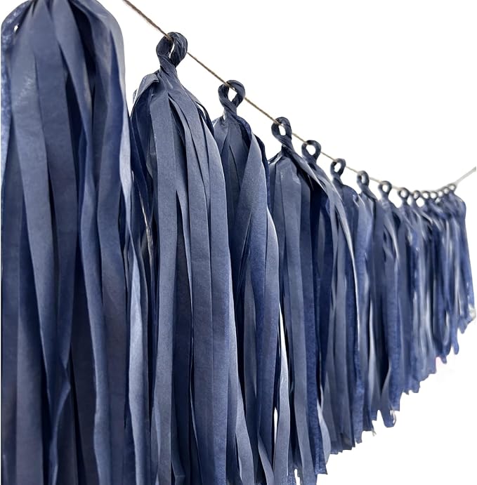 Navy Blue Tassel Garland Banner Tissue Paper Tassels - Image 3