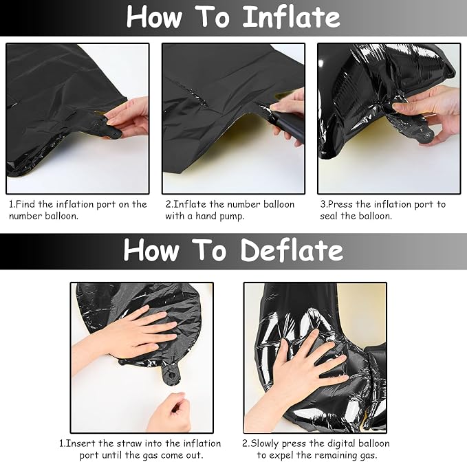 Black Number 50 Birthday Balloons, 40 Inch Large Mylar Foil Number 5 and 0 - Image 6
