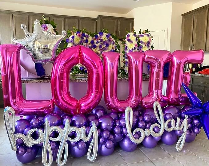 Hot Pink Letter T Balloons, T Letter Balloon 40 Inch Foil T Balloon | Hot Pink - Image 3