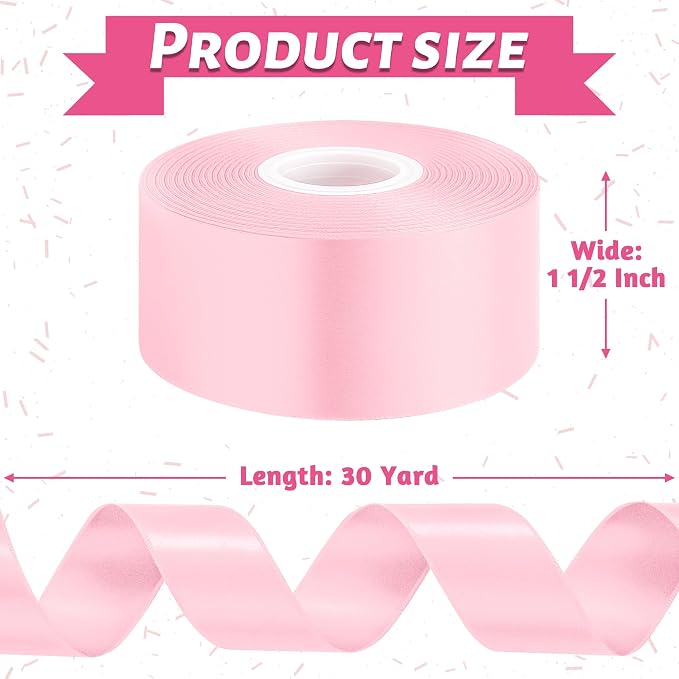 1 1/2In 30Yards Pink Satin Ribbon - Image 2