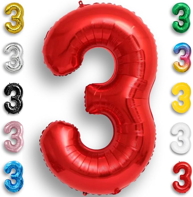 Red Number Balloon 3 Mylar Foil Balloons 40 inch by Unknown