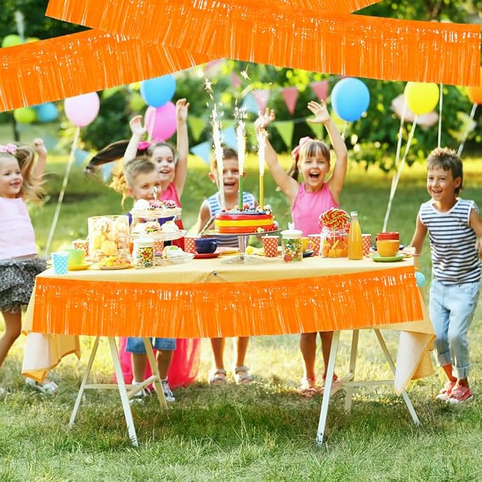 BEISHIDA Orange Fringe Garland Banner 3Pack 30ft Wall Tinsel Foil Streamers | - Image 4