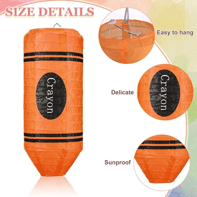 Retisee 12 Pcs Crayon Classroom Decor Colorful Paper Lanterns | Back to School - Image 5