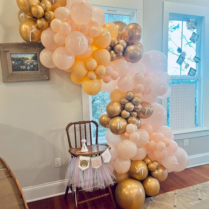 Gold Beige Balloons, Cream Metallic Gold Confetti Balloon - Image 4