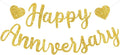 BEISHIDA Pre-Strung Glitter Gold Happy Anniversary Banner Wedding Decor | Happy by Beishida
