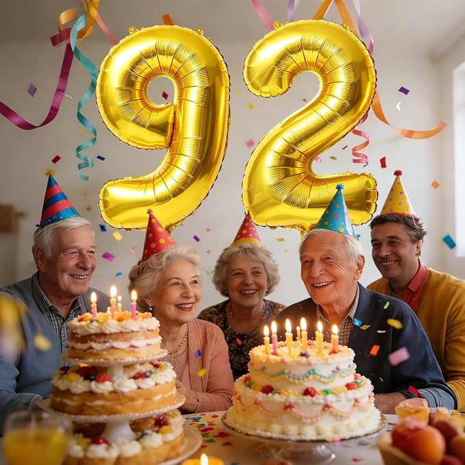 40 Inch Number 92 Balloons for 92nd Birthday Party Decorations, 0-100 Gold - Image 2