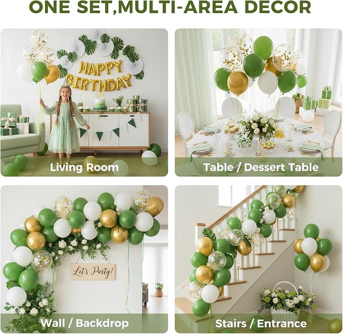 LovesTown 60PCS Sage Green Balloon Garland Kit, Balloon Arch Kit Metallic Latex - Image 4