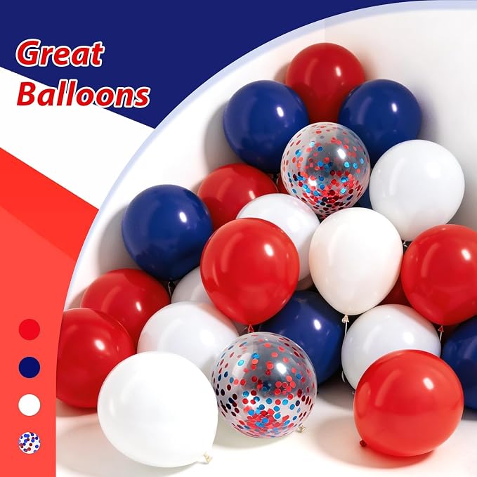 60pcs Red White and Blue Balloons 12inch - Image 4