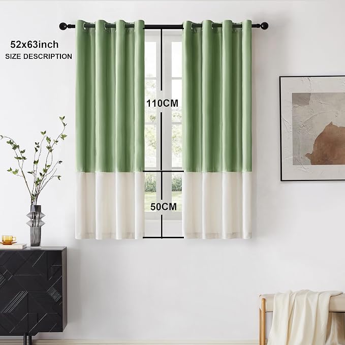 BULBUL Luxury Color Block Velvet Curtains 63 inch - Image 6