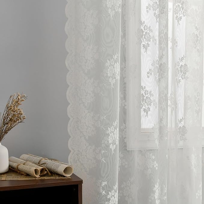 Kotile Short Ivory Lace Curtains - Image 9