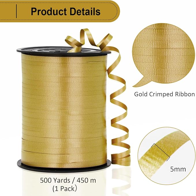 Gold Ribbon - 500 Yard Crimped Curly Gold Ribbon - Image 5