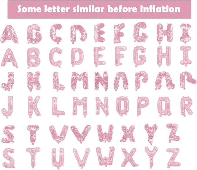 16 Inch pink Letter Balloons Mylar Foil Alphabet Letter A-Z Balloons Set - Image 2