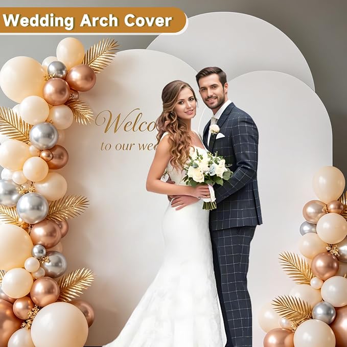Hemmotop Stretchy White Arch Backdrop Cover Set of 3-7.2ft, 6ft | Wrinkle-Free - Image 2