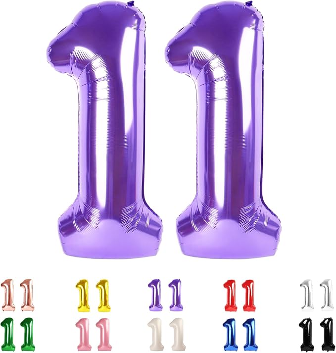 11 Balloon Numbers 40Inch for 11th Year Old Birthday Decorations, Inflation by Mluchee