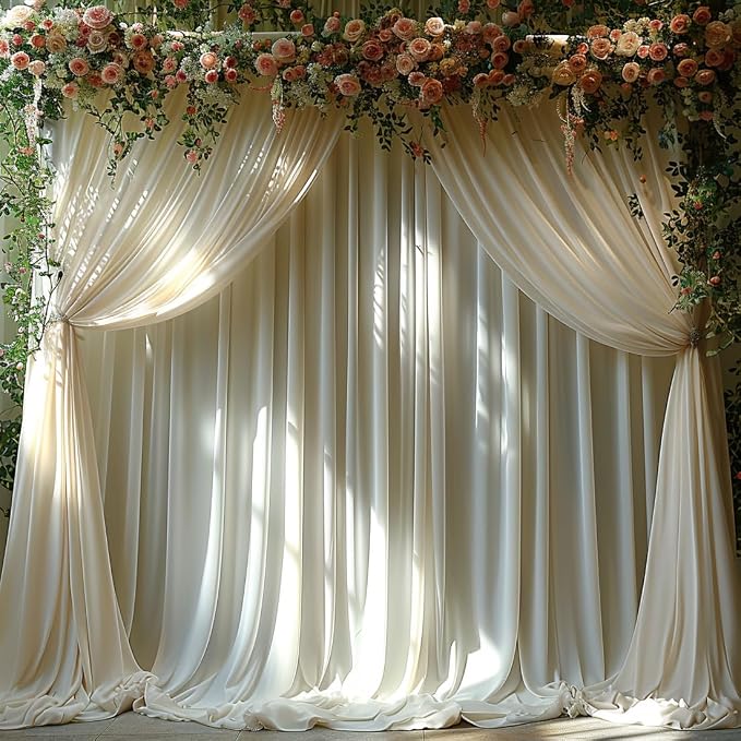 20x10ft Wrinkle Free Ivory Backdrop Curtain - Image 8