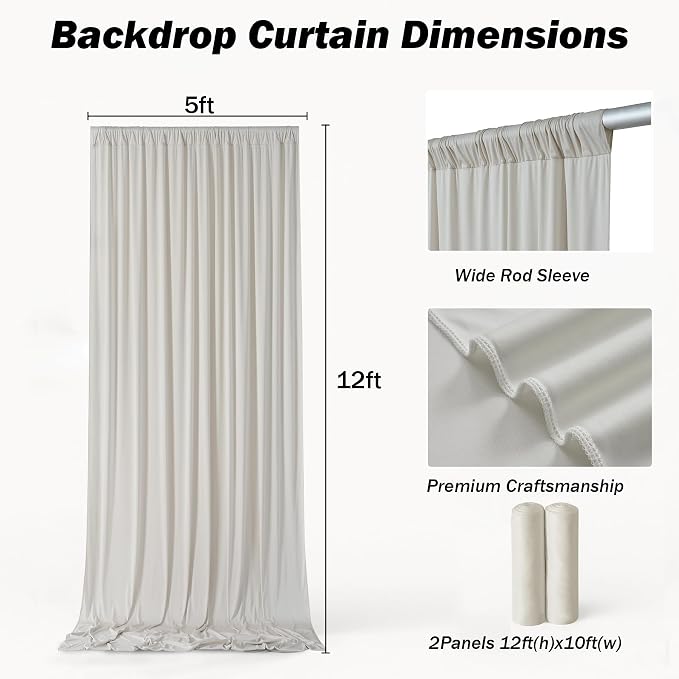 10ft×12ft Beige Backdrop Curtain - Image 7