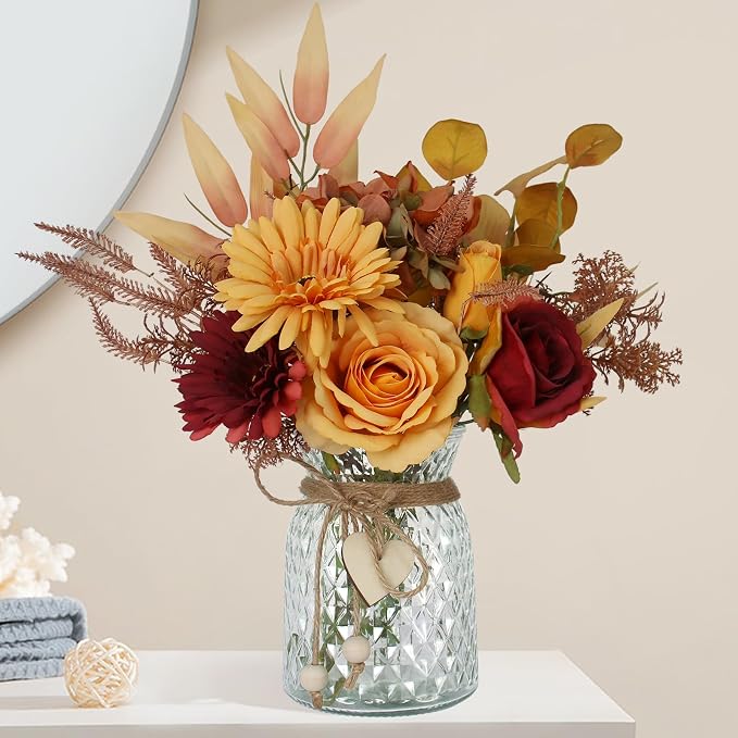 Leftover Fake Fall Flowers in Vase, Fall Flower Arrangements, Floral Arrangement by LEFTOVER