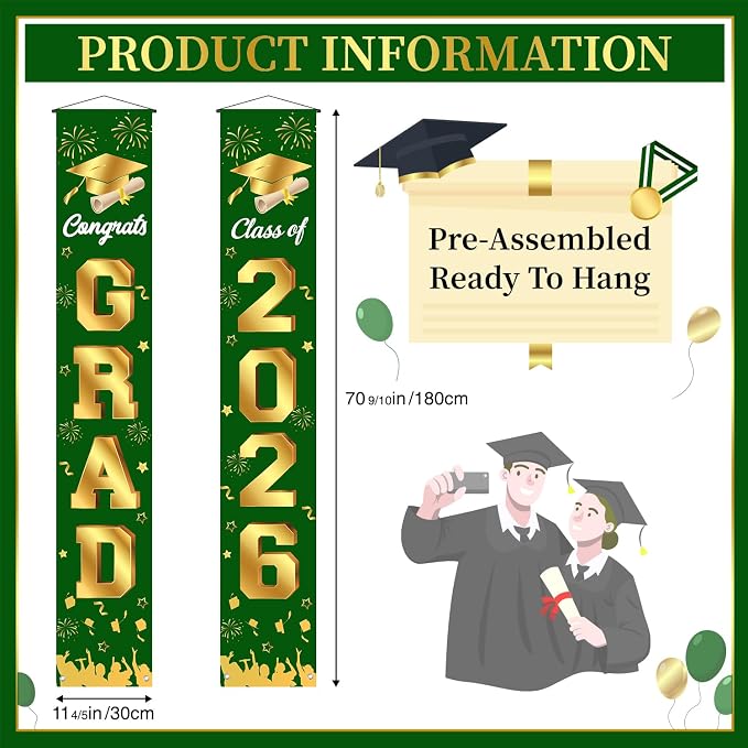 Graduation Decorations 2026 Porch Banner, Congrats Grad Class of 2026 Banner - Image 3