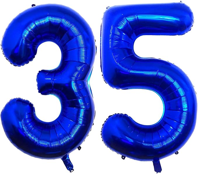 Navy Blue 35 Number Balloons, 40 Inch Giant Number 35 Balloons Foil Mylar by Lovoir