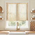Sutuo Home Beige Lace Boho Curtains 45 Inches 2 Panels, Semi Sheer Small Window by SutuoHome