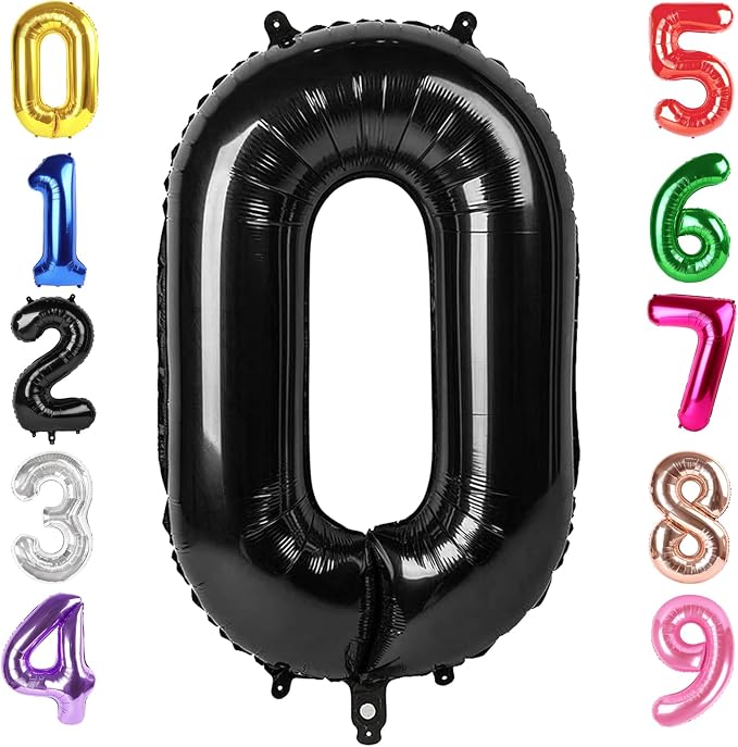 40 Inch Black Number 0 Balloon Birthday Party Decorations by Hadoife