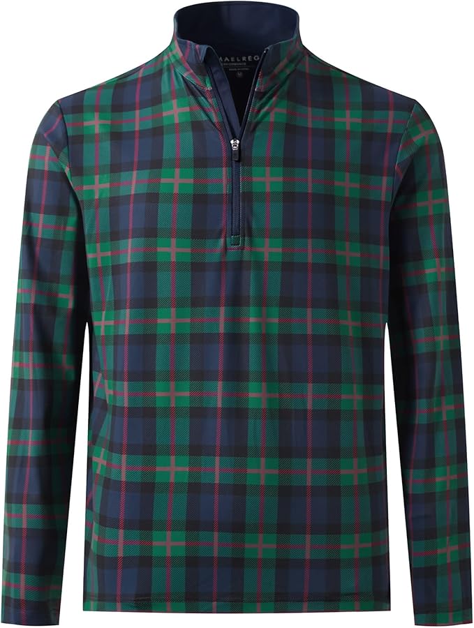 M MAELREG Quarter Zip Golf Pullover Men Dry Fit Long Sleeve Performance Wicking 1/4 Zip Full Print Pullover Mens Sweatshirt