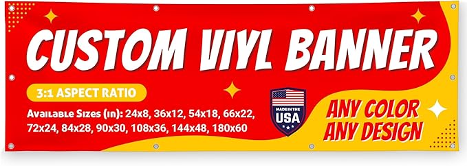 Custom Vinyl Banner with 150+ Sizes – Personalized Outdoor or Indoor Sign – Any by Unknown