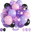 Purple Pink Balloons 12 Inch Purple Pink Black Balloons 35 Pcs Mermaid by HILAVO